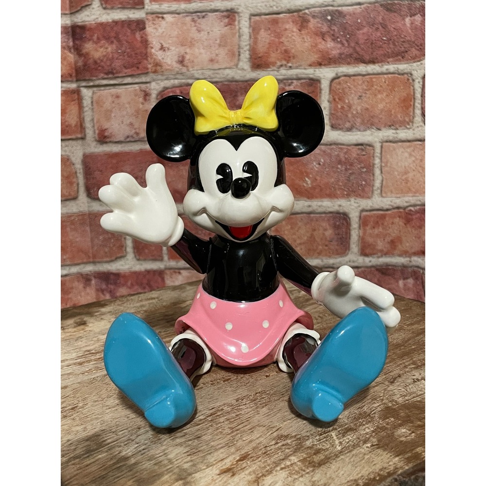 Vintage Schmid Disney Minnie Mouse Music Box Its A Small World Ceramic Figurine
